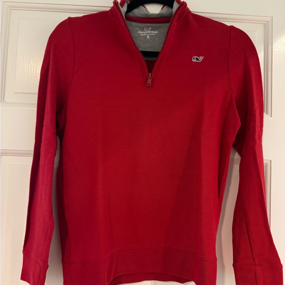 Vineyard Vines Boys M (12-14) Red Quarter Zip